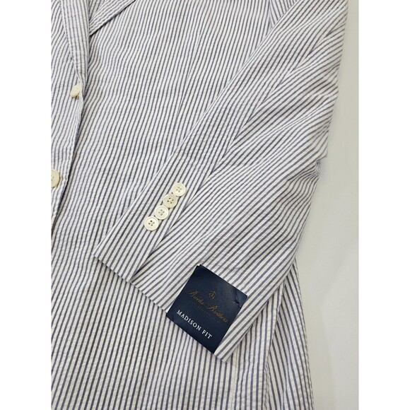 BROOKS BROTHERS Men's 48 Regular Madison Fit Stripe Seersucker Suit Coat Blazer - Picture 5 of 12
